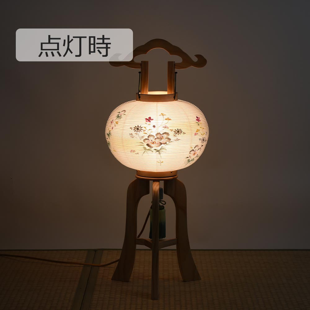【新品未使用】玉雲堂　泉水　フロアランプ　テーブルランプ　行灯　創作提灯 行灯 白木目 9号 芙蓉小花 | お仏壇のはせがわ公式通販
