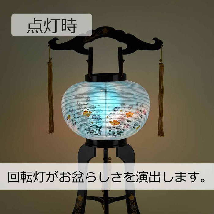 盆提灯　廻転灯　あかり10号 桔梗蒔絵 絵入、仏灯　灯篭　お盆　ちょうちん　提燈 回転 あかり 桔梗 10号 蒔絵絵入 | お仏壇のはせがわ公式通販