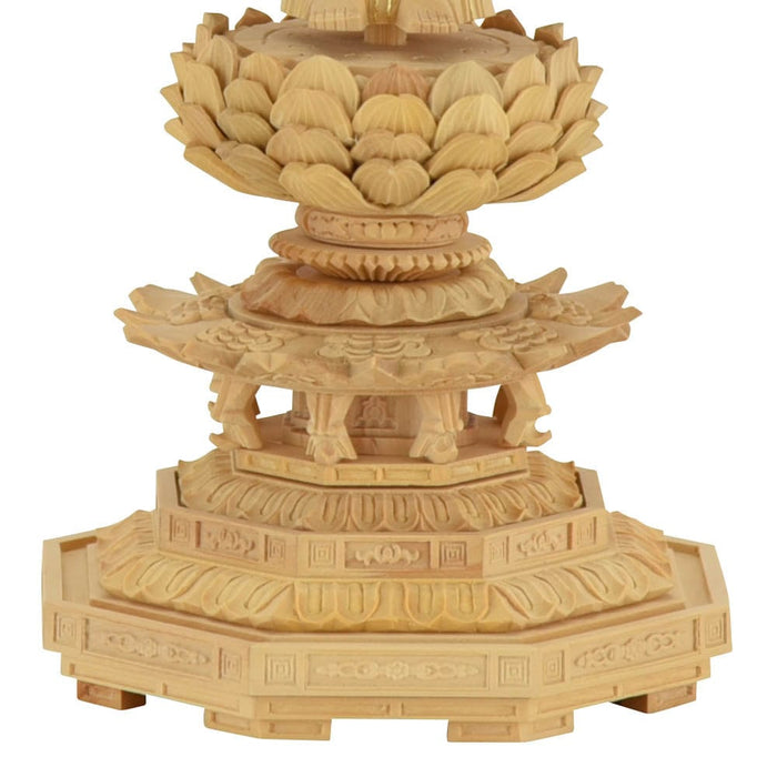 仏像 本尊 浄土 ツゲ眼入 上彫八角 水煙金泥 4.0寸 特徴 5