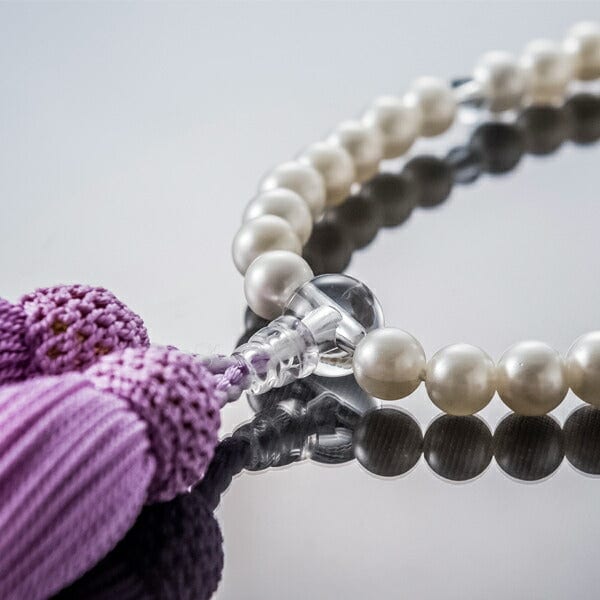 数珠 たまのお 貝パール 水晶仕立 藤 | お仏壇のはせがわ公式通販