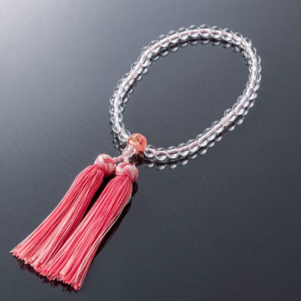 数珠 たまのお 水晶×ローズ 親珠ｱｸﾘﾙ絵入 | お仏壇のはせがわ公式通販