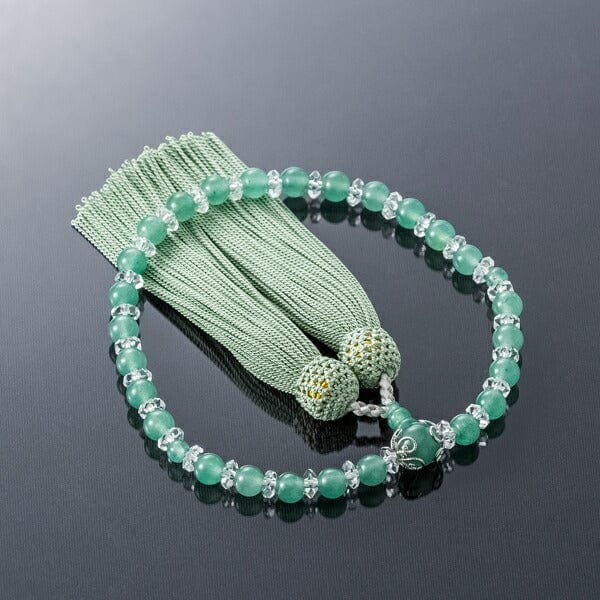 数珠 たまのお アベン 水晶切子 銀花座萌黄 | お仏壇のはせがわ公式通販