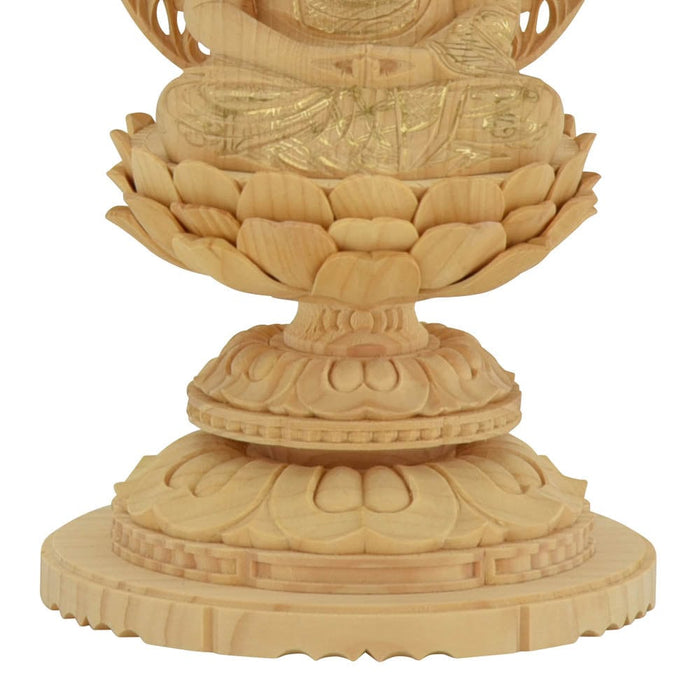 仏像 本尊 座弥陀 カヤ 丸台 金粉紋様 2.5寸 特徴 5