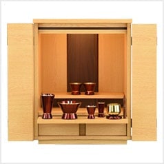 仏壇 リアンⅡ タモライト調 H48cm 仏具セット付き