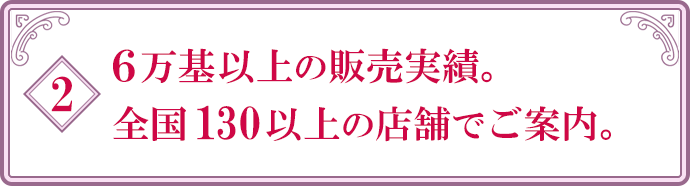 ６万基以上の販売実績。全国120以上の店舗でご案内。