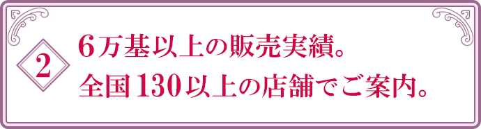 ６万基以上の販売実績。全国130以上の店舗でご案内。