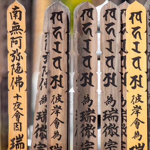 塔婆が並んで立っているイメージ